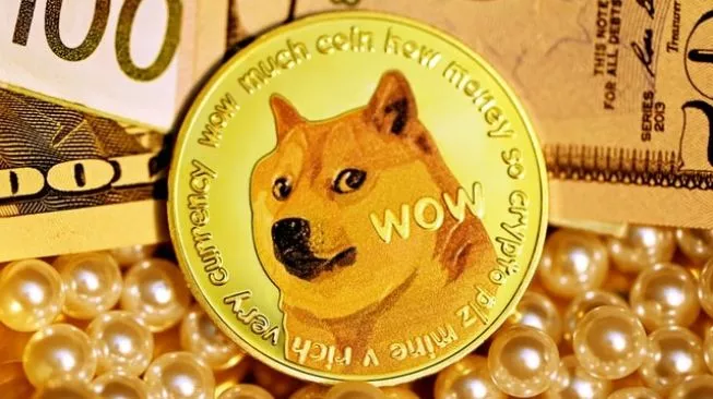 Ilustrasi Dogecoin Dengan Logo Anjing